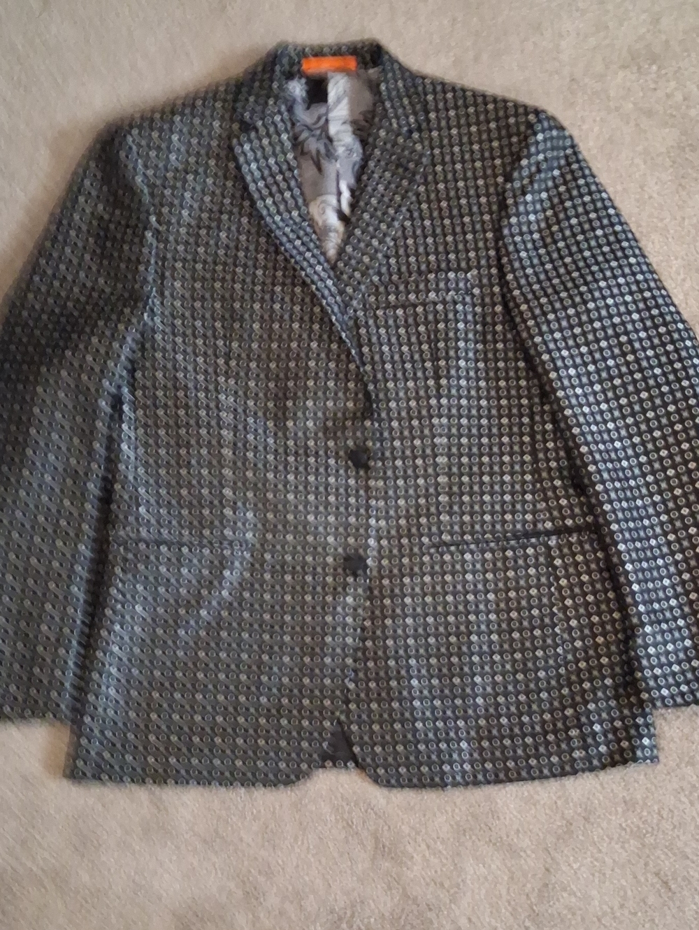 Tallia-Lansky Bros. Retro Black-Gray-Silver Tailored Sports Blazer (Memphis) 42R